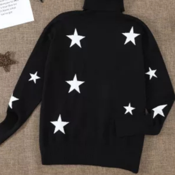1XL left💥New boutique drop sleeve star turtleneck sweater - Picture 7 of 15